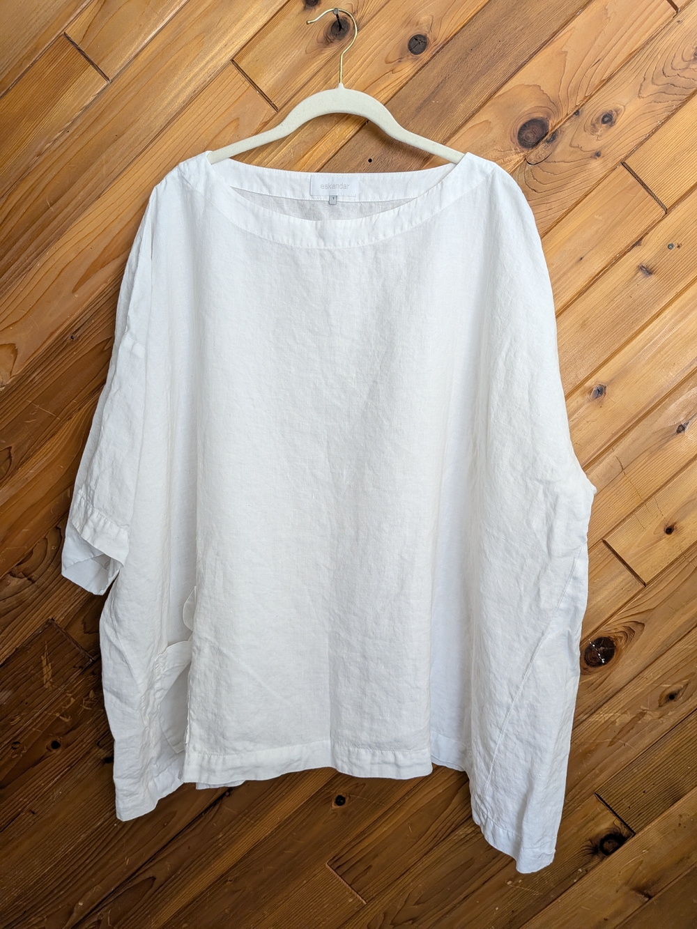 eskandar White 100% Linen Oversized Boxy Top Tunic Size 1